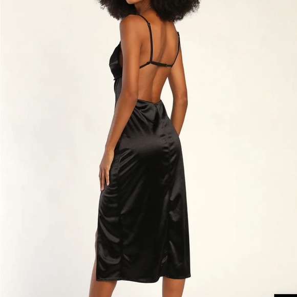 Satin Backless Midi Dress - Picture 2 of 4